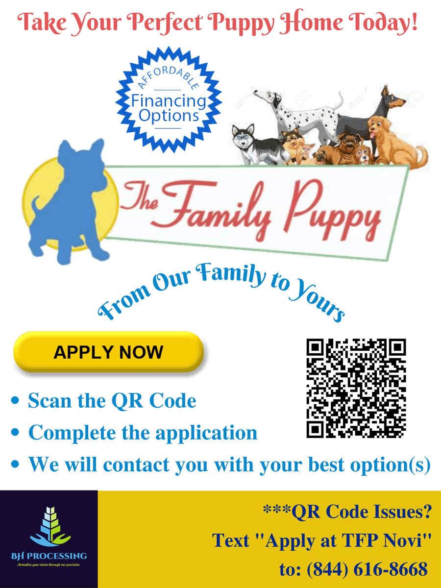 Financing for The Family Puppy in Novi, Michigan.